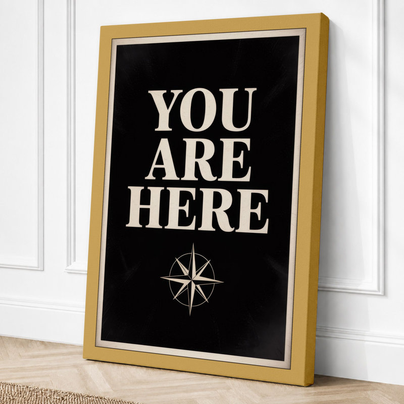 You Are Here Mid-Century - Wrapped Canvas, 36x24 - 91.4 x 61.0 cm, Ochre Border