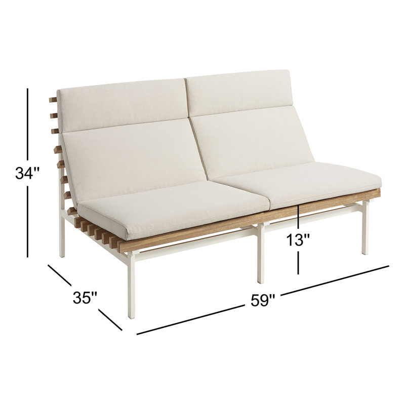 Perch Outdoor 2 - Seat Loveseat, Sunbrella Linen, White