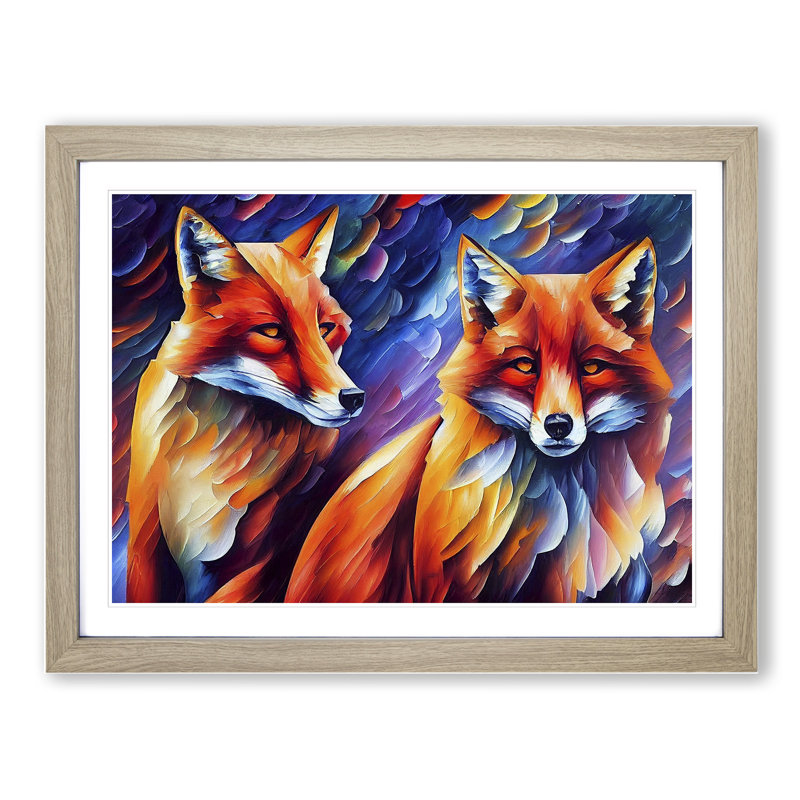 Fox Vol.6 Abstract - Single Picture Frame Painting, 34cm H x 46cm W x 2cm D, Oak Framed