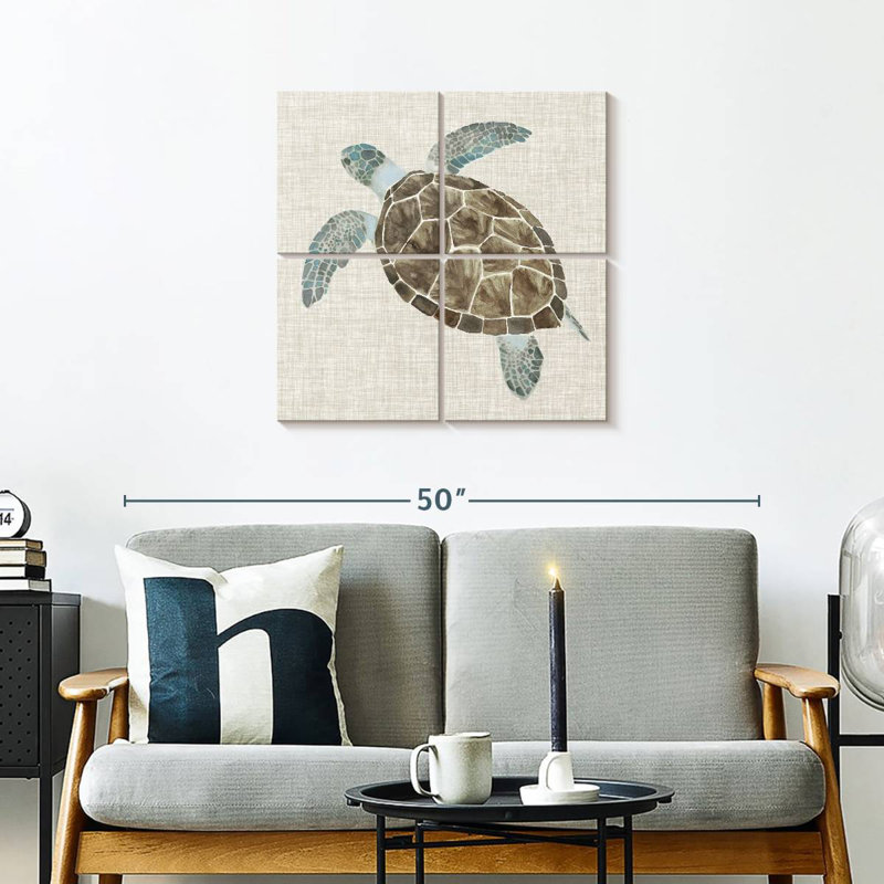 Brampt Linen Sea Turtle I, 26" H x 26" W