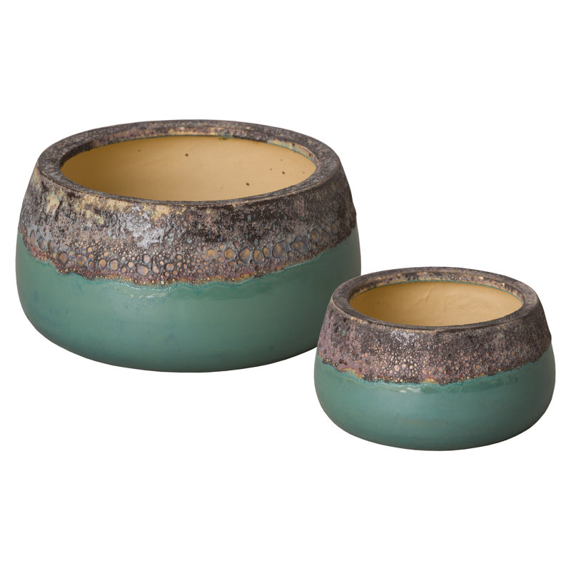 POT DE FLEURS S / 2, REEF / TEAL H 9 x 5 po; H 13 x 7 po, H 5 po x l 9 po x P 9 po / H 7 po x l 13 po x P 13