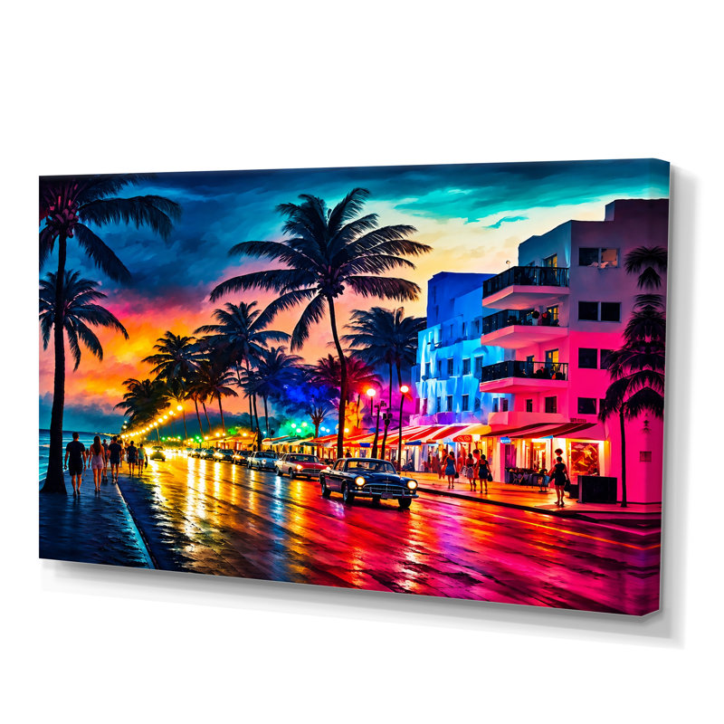 «Miami Beach Holidays 3 Architecture», impressions sur toile Miami, Toile tendue, H 30 po x l 40 po x P 1,5 po