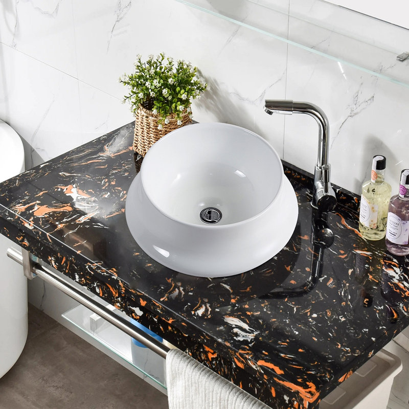 Lavabo de salle de bain vasque en céramique blanche