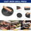 Ensemble d'outils de gril, ensemble d'accessoires de barbecue en acier inoxydable robuste avec dôme de fusion, presse à hamburger en fonte, 6 spatules polyvalentes, grattoir, anneaux à œufs, bouteilles à presser, sac de transport, pour barbecue Teppanyaki
