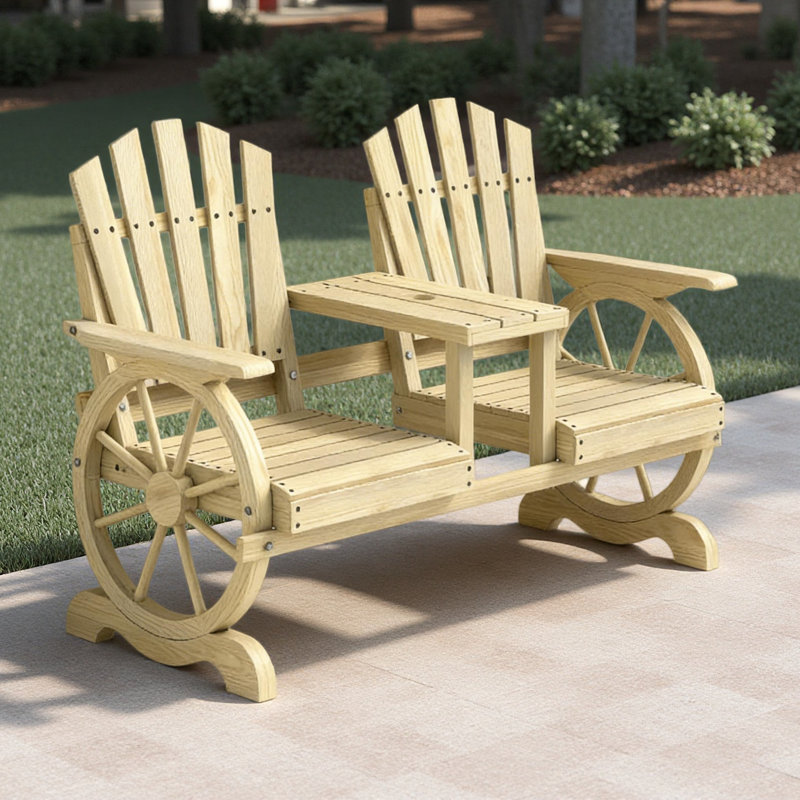 Banc de jardin stable en bois, banc de jardin 2 places, Bois naturel