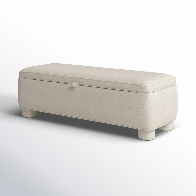 Grant Polyester Blend Upholstered Storage Bench, Light Grey