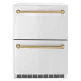 ZLINE Autograph Edition 24 In. Touchstone Refrigerator Drawer in Black Matte and Gold
