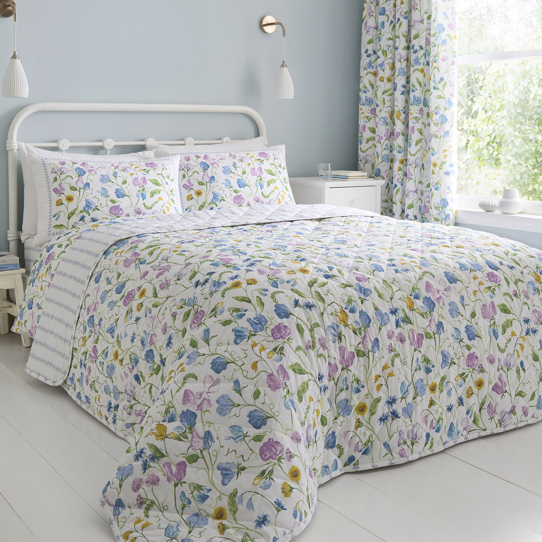 Sweetpea Floral Cotton Floral Bedspread