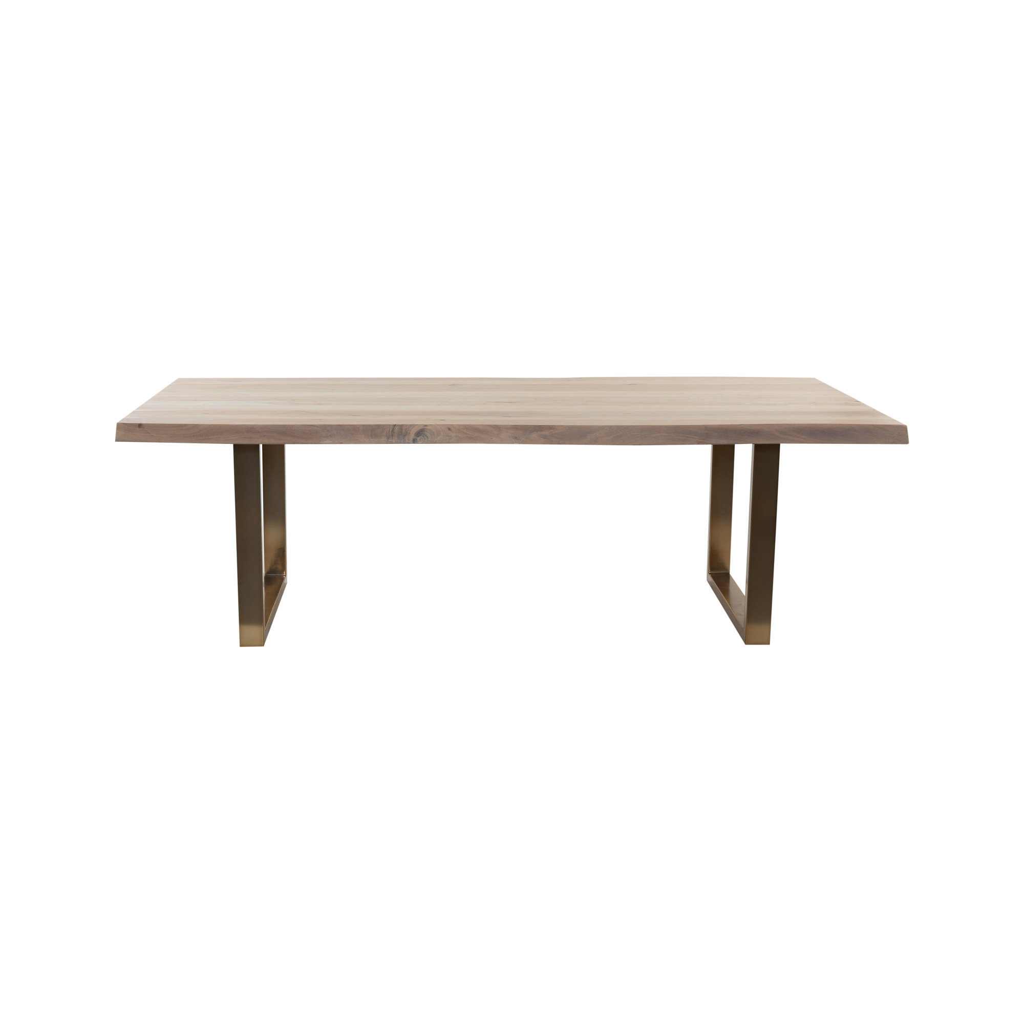 Colin Dining Table, White Wash, 29.75"H x 79"L x 40"W, Brass