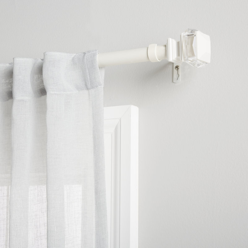 Tringle à rideaux simple réglable en fer de 66 po à 120 po 1 po, Blanc