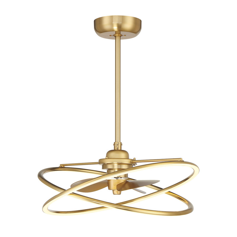Ozetta 25" LED Fandelier with Remote Control, Brass