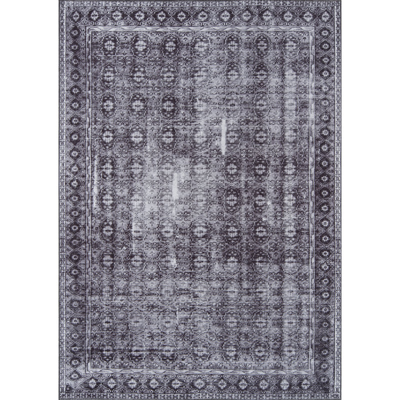 Tapis ivoire / gris foncé Latte Aldina Lynna, Rectangle 3 pi x 5 pi