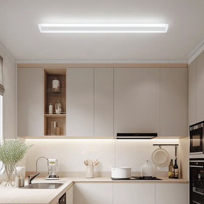 39.37" Modern Minimalist White Rectangular LED Ceiling Light Fixture