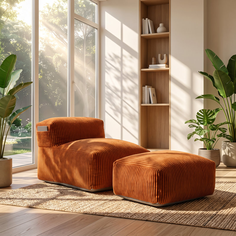 Fauteuil à billes en mousse à mémoire de forme avec repose-pieds COOLMORE l 66,93 po x P 25,98 po x H 23,62 po