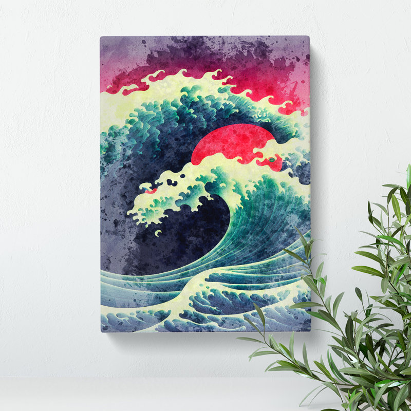 Watercolour Japanese Wave No.2 - Wall Art, Wrapped Canvas, 76cm H x 50cm W, No Matte