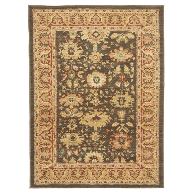 Tapis brun / rouille en polypropylène tissé à la machine Lauren Ralph Lauren Nellwyn, Rectangle 6 pi 7 po x 9 pi 1 po