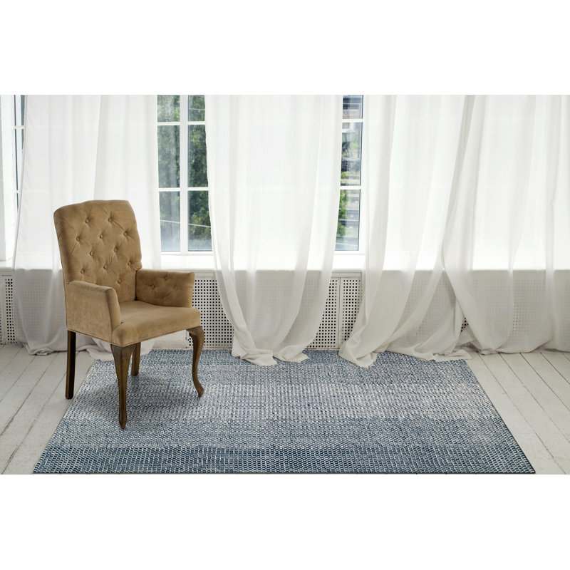 Tapis rayé bleu marine / gris Alleson, Rectangle 8 pi x 10 pi