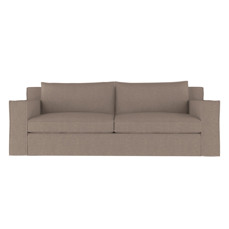 Mulberry Square Track-Arm Sofa with Flange Seam, Box Weave Linen Silver Streak, 33" H x 108" W x 45" D, Weathered