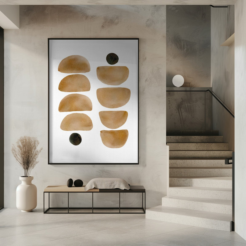 «Geometric Brush», art mural texturé encadré, Noir, noir, noir, noir, H 14 po x l 10 po