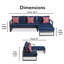 Canapé modulaire d'extérieur en métal Tommy Hilfiger Monterey, bleu marine et gris foncé