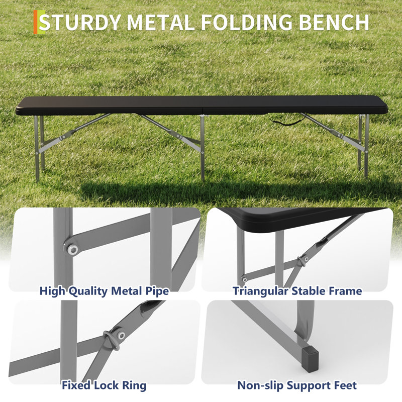 Banc de 6 pieds pliable, Noir