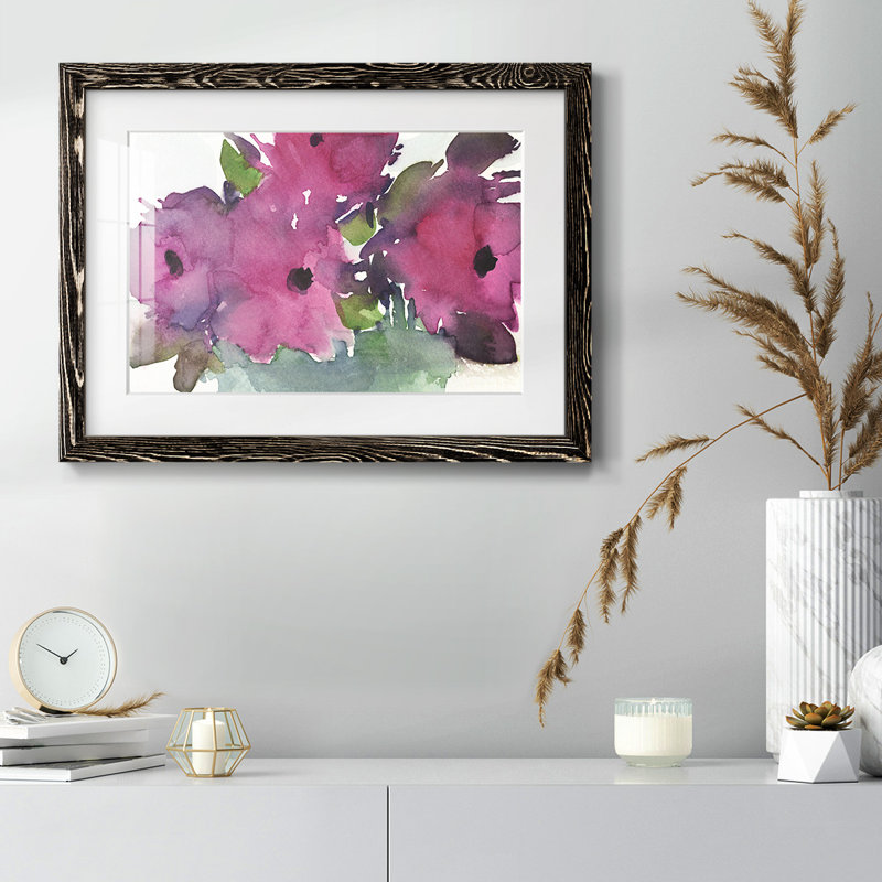 Floral II - impression encadrée rustique avec tableau mat, H 26 po x l 38 po, Noir