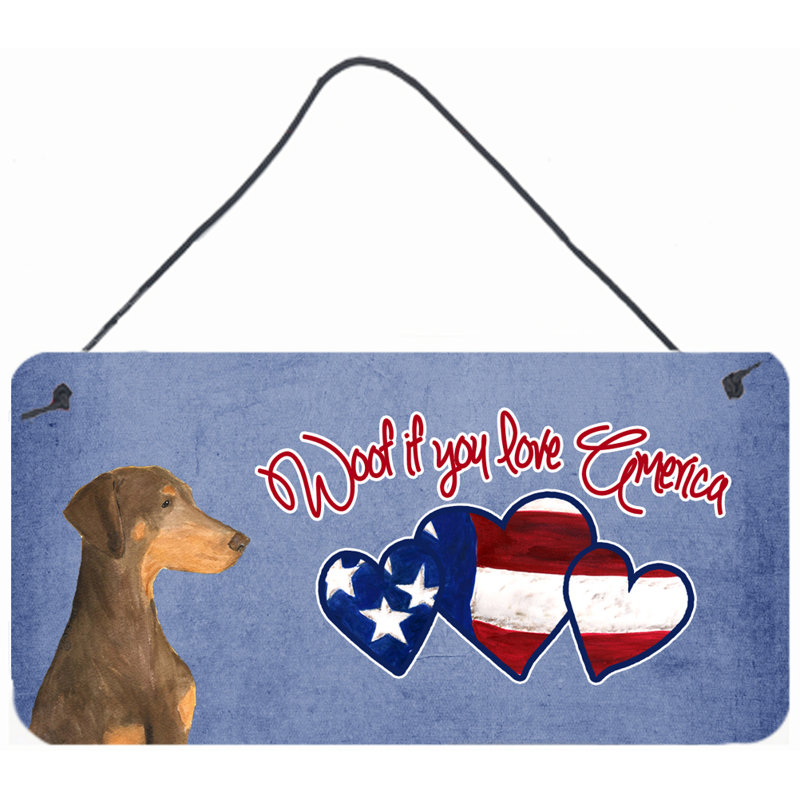 Woof si vous aimez l’amérique, impression sur plaque, Doberman 2