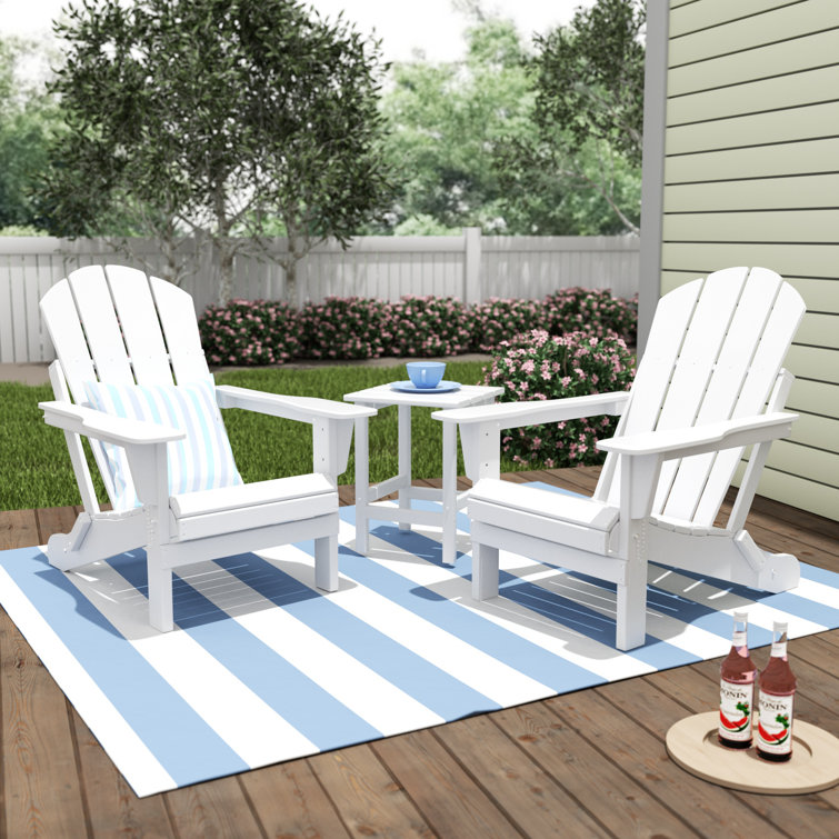 Moncrief 2 - Person Plastic Folding Adirondack Chair with Table