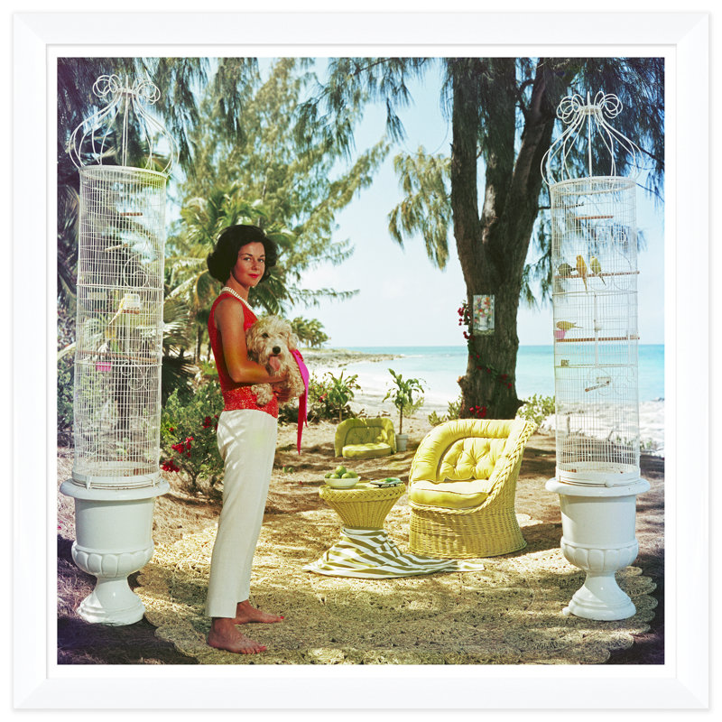 Gloria Schiff Print by Slim Aarons, White Single Picture Framed, 36" H x 36" W x 1.5" D