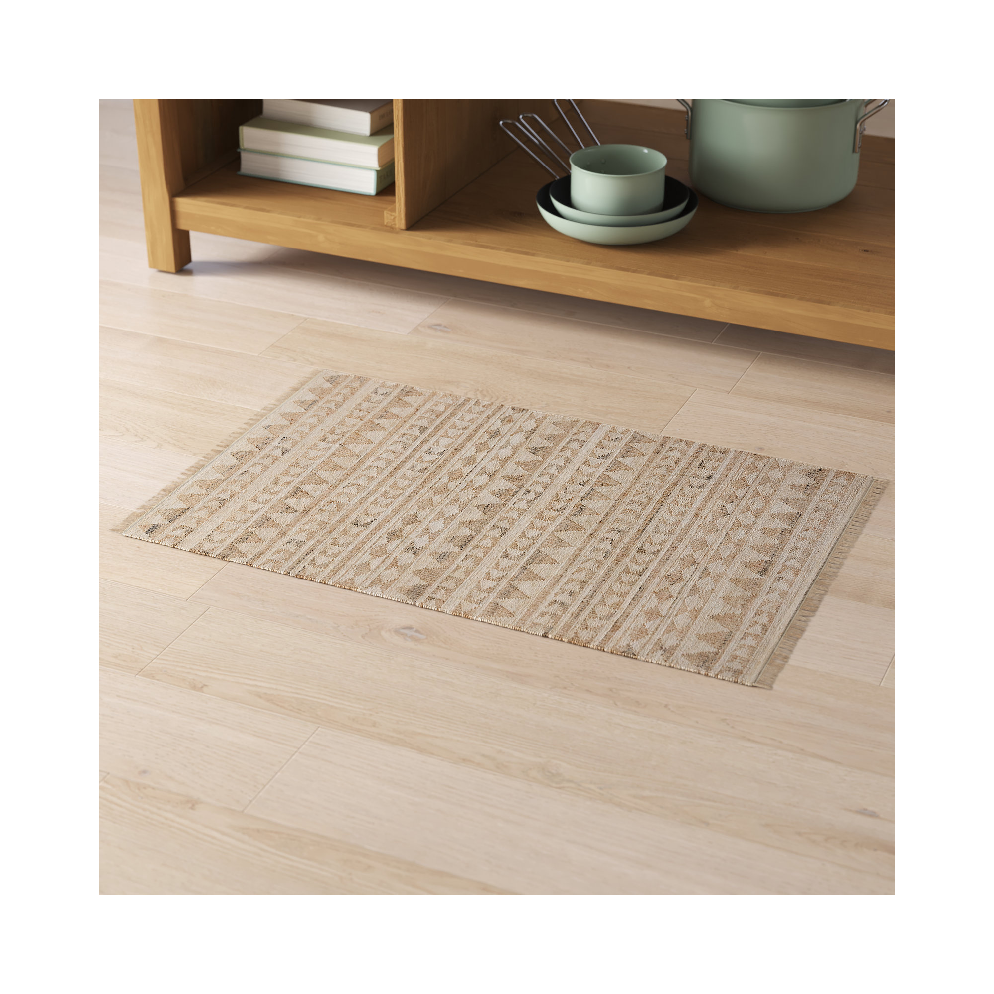 Camille Handmade Light Brown/Beige Rug, Rectangle 2' x 3'