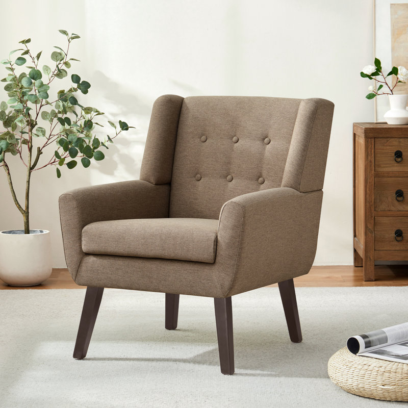 Halcott 29.2'' Wide Tufted Armchair, Brown Polyester Blend