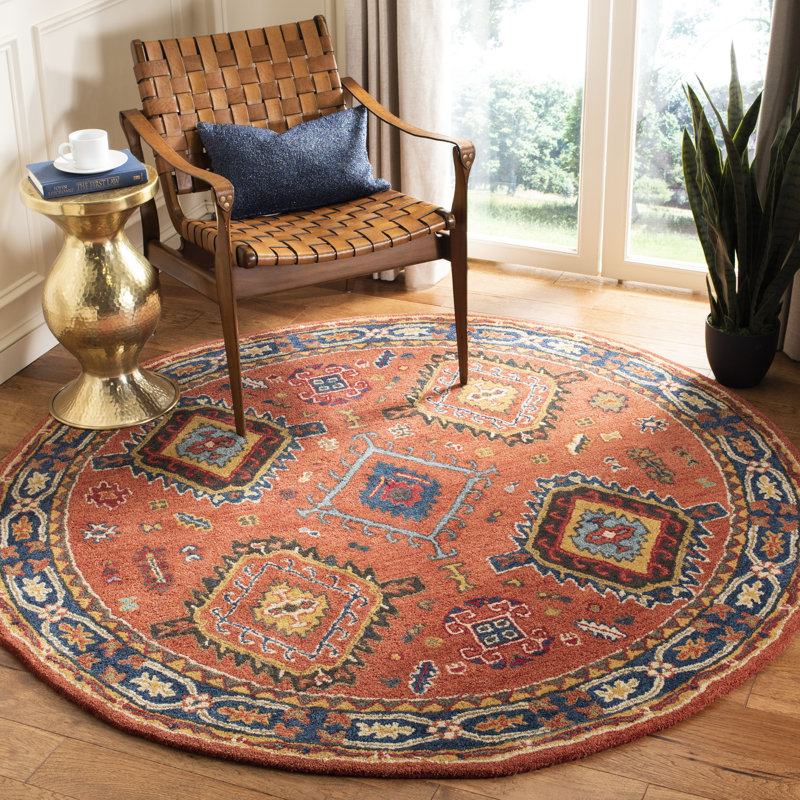 Tapis oriental en laine touffeté à la main Donnald, Rond 3 pi