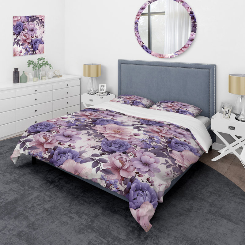 Ensemble de housse de couette Floral - Élégante fleur de lavande douce victorienne