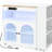 White Kitchen Island With Power Outlets, Open Shelves, Versatile Use Modern 3 Shelves - Extended Tabletop, Led Lights, Fluted Glass Door, Storage Cabinet,-419474702