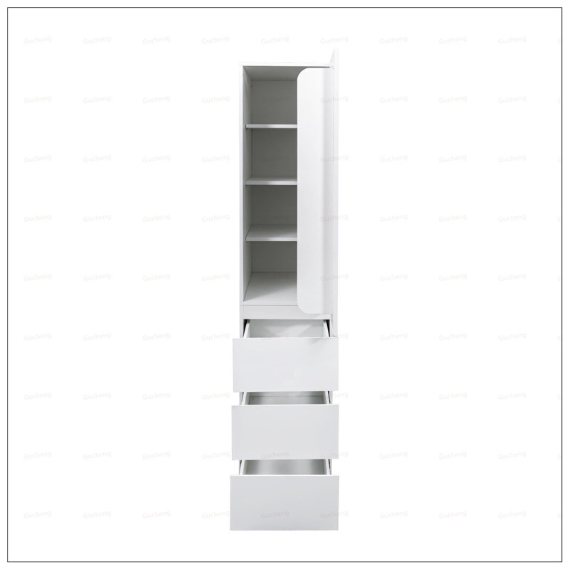 Armoire de rangement spacieuse avec tablettes, tiroirs et portes pour une organisation efficace et une esthétique moderne