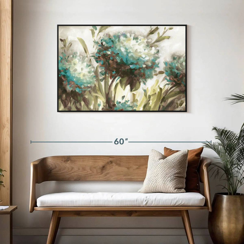 Hortensia champ neutre, Cadre flottant noir, 43 po x 29 po