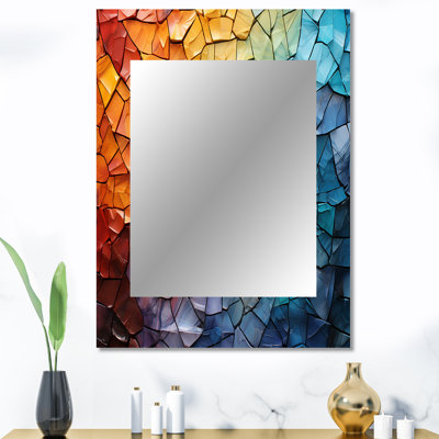 Coloré mosaïque II - miroir mural abstrait, miroir décoratif moderne et contemporain, impression d'art en métal