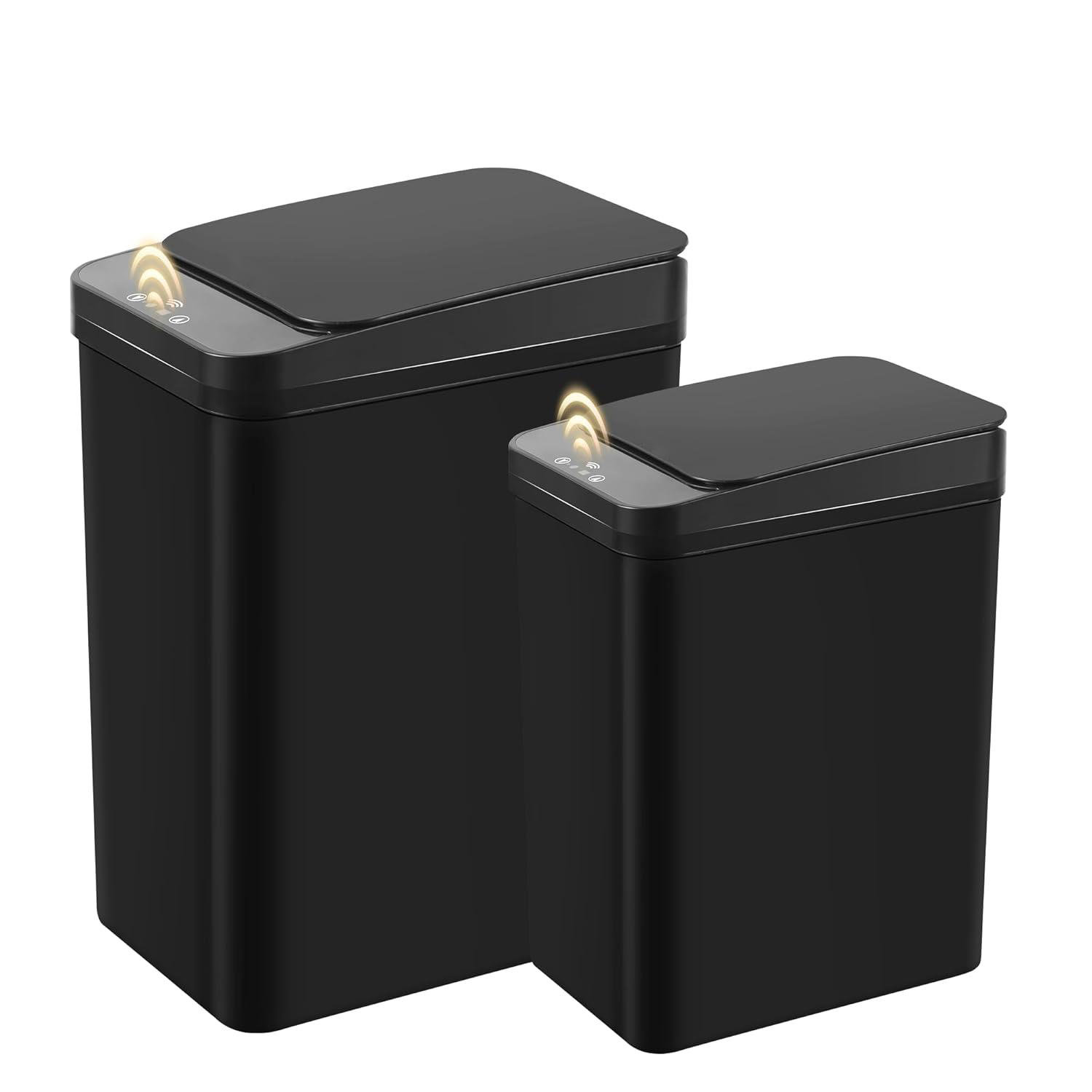 X－MAX FURNITURE Bathroom Touchless Trash Can 2 Pack 2.6 Gal & 4 Gal