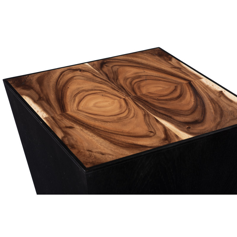 Trapezoid Solid Wood Block End Table