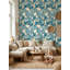 Papier peint terrazzo bleu, aspect mosaïque de pierre-2137916253