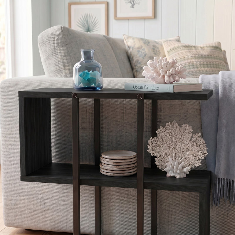 Straight Legs Square Side Table, Black Wood