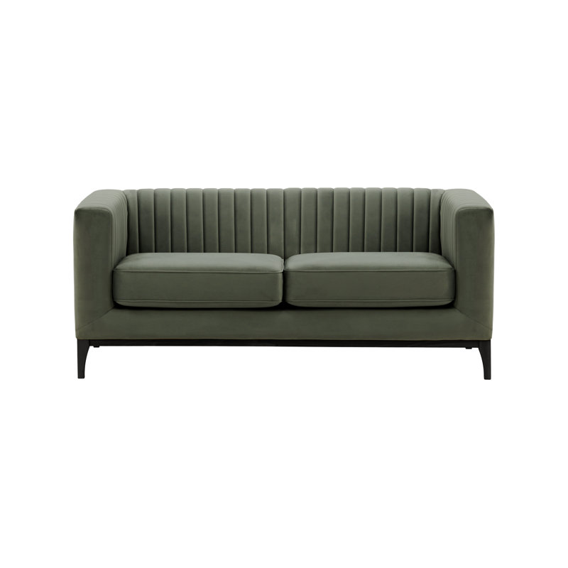 Buie Velvet Sofa, Graphite Grey, Black