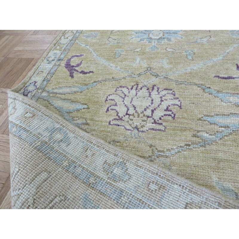 Tapis rectangulaire en laine de conception unique 2 pi 6 po x 9 pi 10 po ivoire / beige clair / mauve