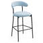 Tabouret de bar 26 po à hauteur de comptoir avec housse en tissu pour îlot de cuisine avec base thermolaquée noire et repose-pieds (Bleu)