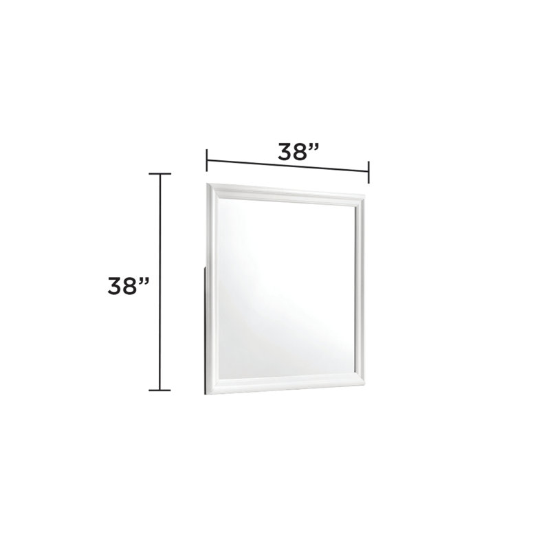 Miroir Blaze de style moderne en bois blanc (seulement miroir), Blanc