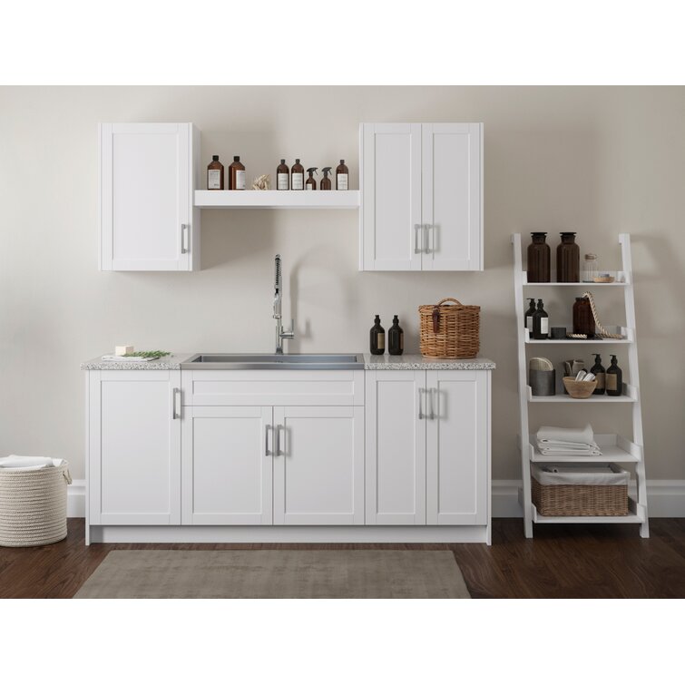 Home Laundry Room Cabinet Set With Shelf And Sink (10-Piece)
