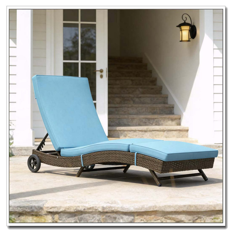 Chaise longue en osier avec design en forme de S profilé, coussin et inclinaison à 5 positions