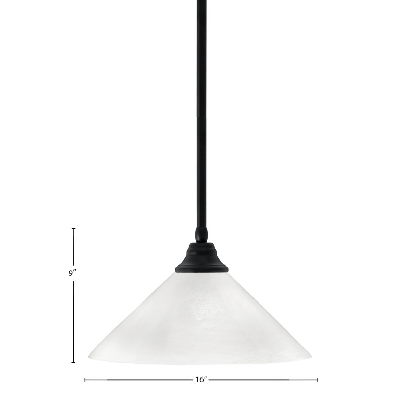 Luminaire suspendu à n'importe quelle tige, Blanc givré,  Noir mat, H 9 po x l 16 po x P 16 po