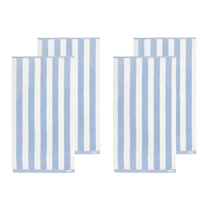 DKNY Cabana Stripe 4-Piece Beach Towel And Tote Bag Set, Blue