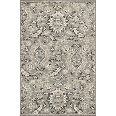 Tapis floral gris et ivoire Aldric